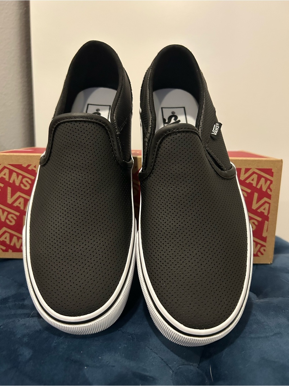 Vans Black Leather Slip Ons - Women’s Size 7
